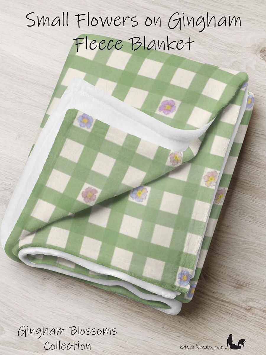 Flowers in Gingham Fleece Throw Blanket product image (1)