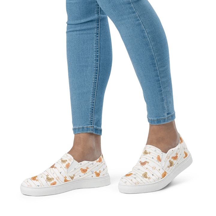 Kawaii Musical Birds Canvas Slip-On Shoes product image (2)