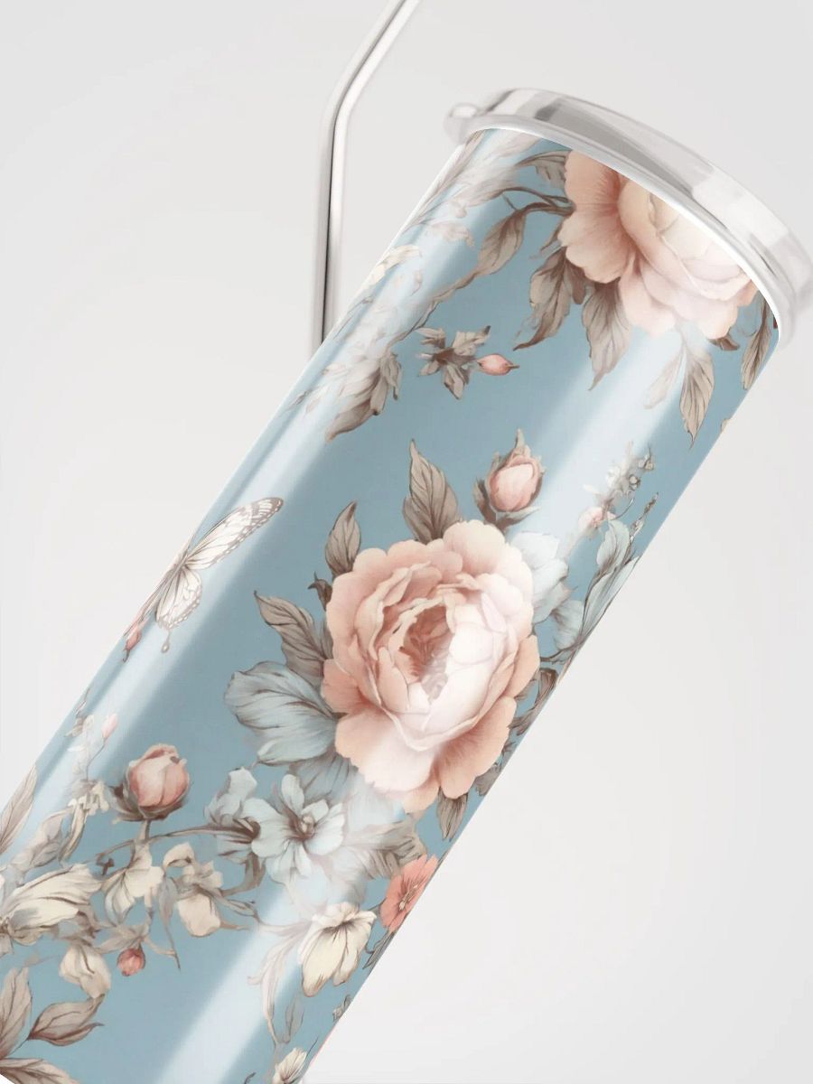 Elegant Vintage Blue Coquette Tumbler: Eco-Friendly Stainless Steel with Straw product image (5)