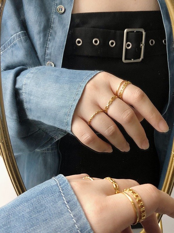 Chain Link Adjustable Ring | 18K Gold Plated product image (12)