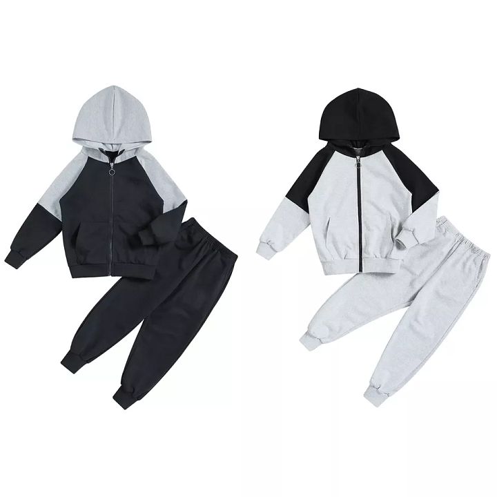 Kids Boys Hooded Joggers Sport Suit Activewear Tracksuit Lounging Outfits Gym product image (2)