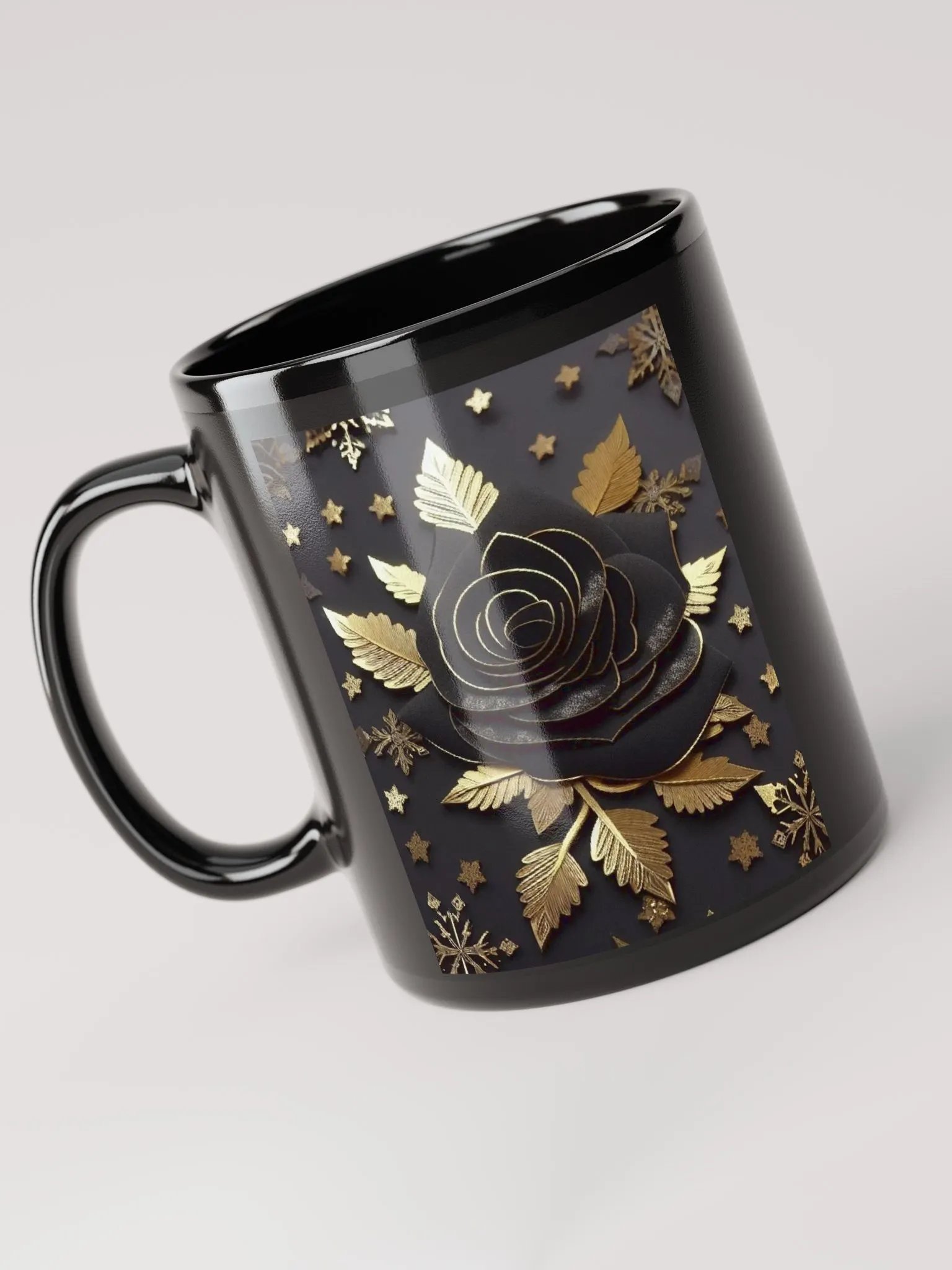 Black & Gold Rose Petals 3D Mug product image (3)