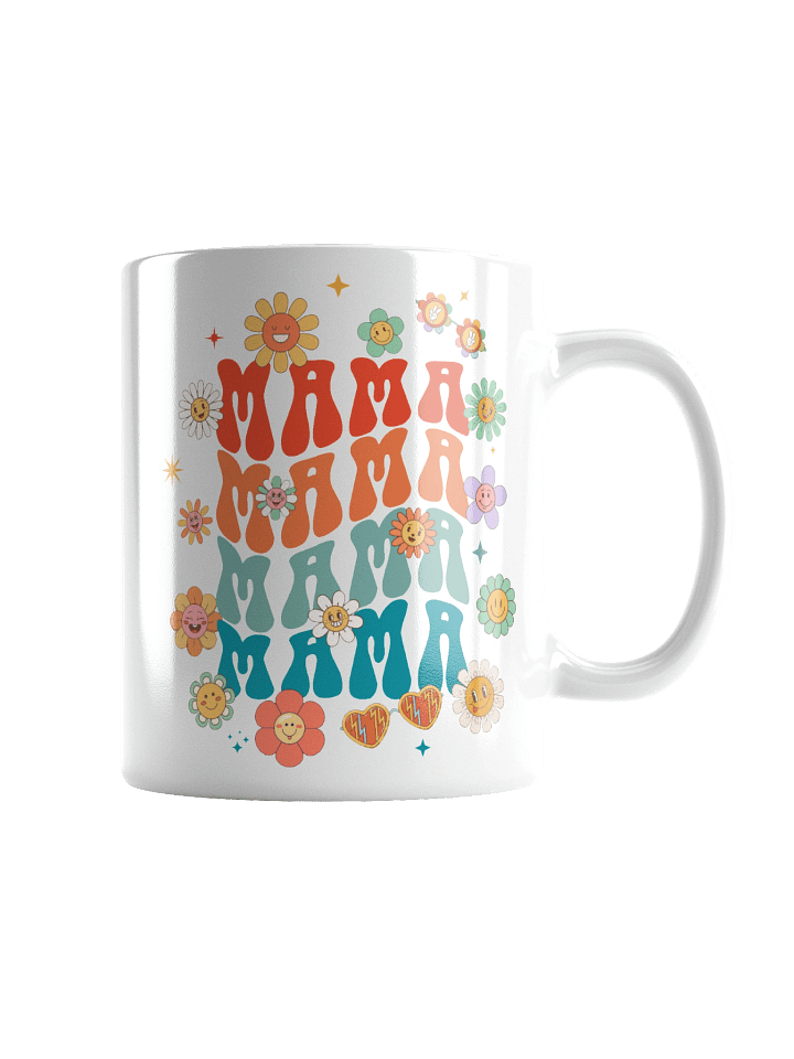 Retro Mama Floral White Glossy Mug product image (1)
