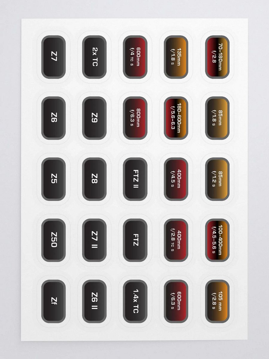 Lens ID Sticker Sheet - Nikon Mirrorless (2 of 2) product image (3)