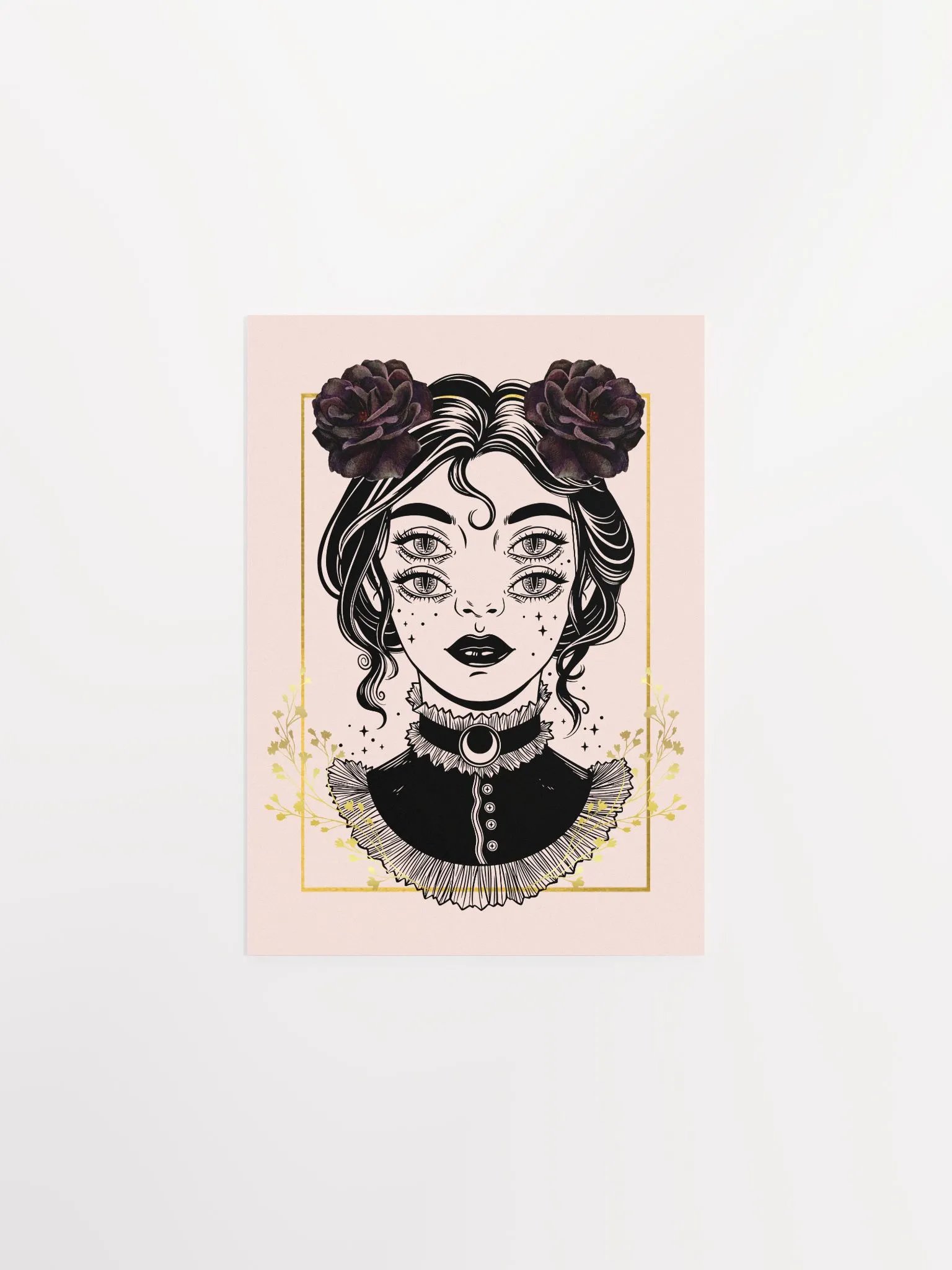 Four Eyed Witch Portrait Gothic Art Print product image (12)