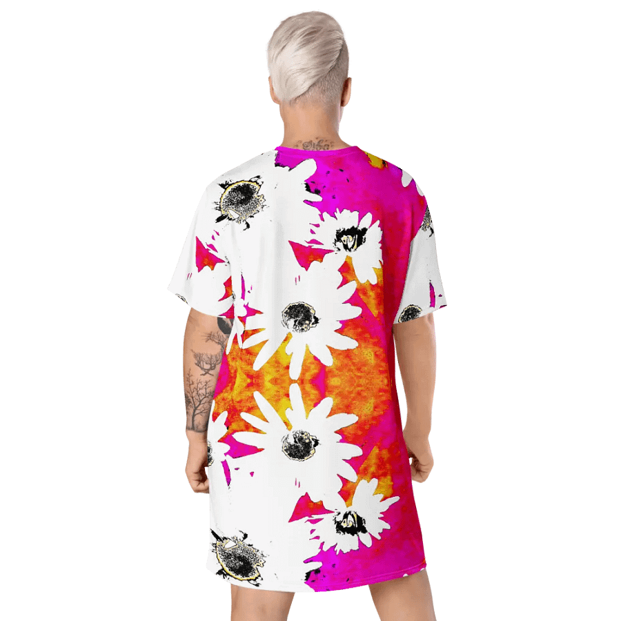 Abstract Vibrant Colourful Daises Ladies T Shirt Dress product image (9)