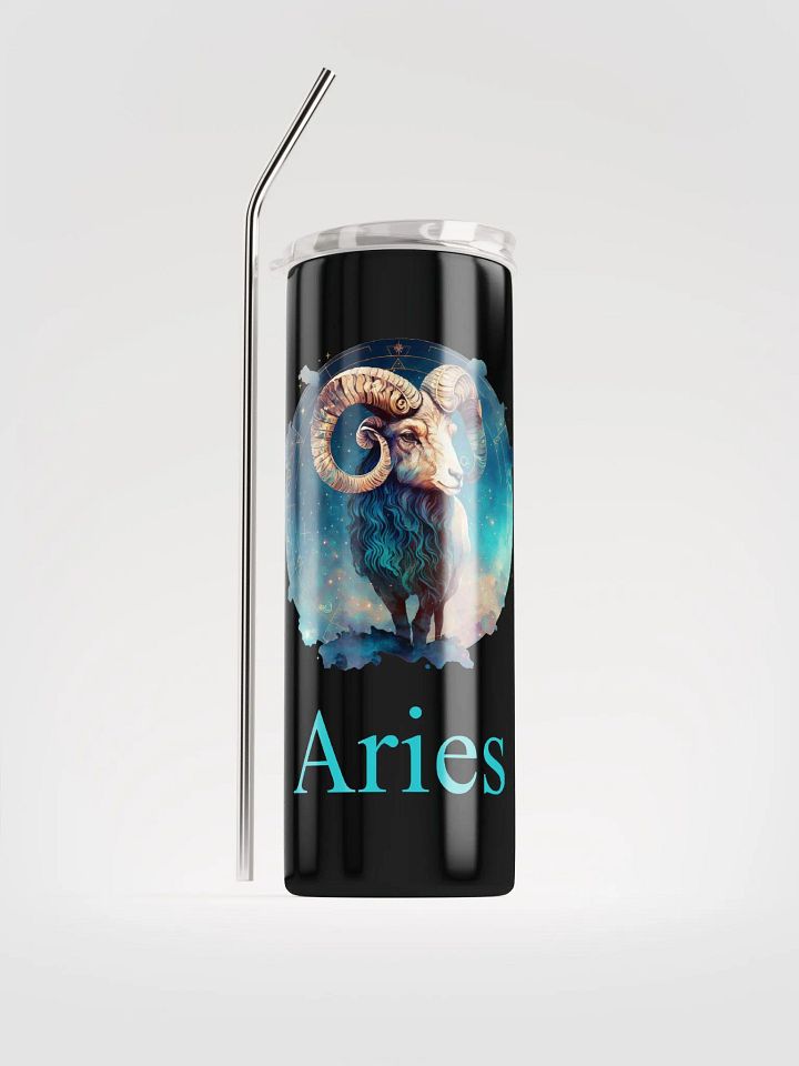 Vibrant Blue Aries Zodiac Stainless Steel Tumbler - Celestial Elegance! ♈ product image (1)