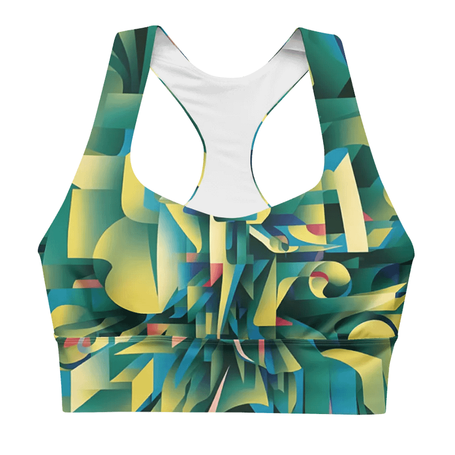 Abstract Lithographic Pattern Design Longline Sports Bra - V8 product image (2)