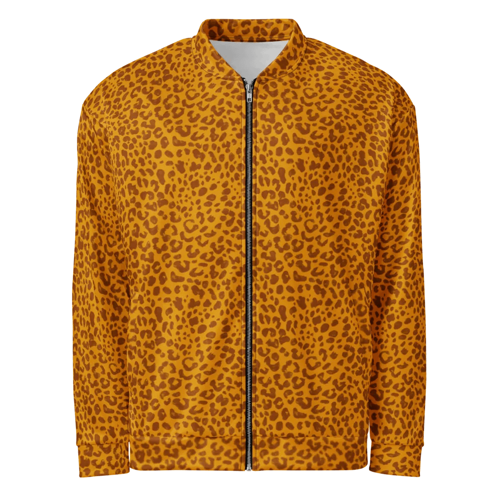 Leopard Print Honey Yellow Bomber Jacket product image (1)