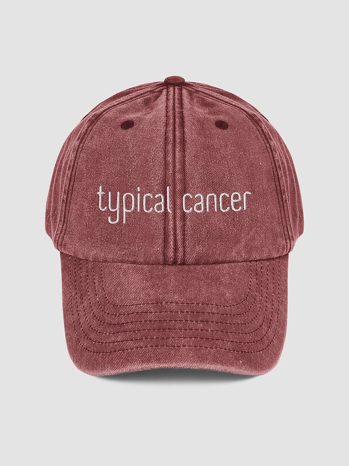 Typical Cancer White on Red Vintage Wash Dad Hat product image (1)