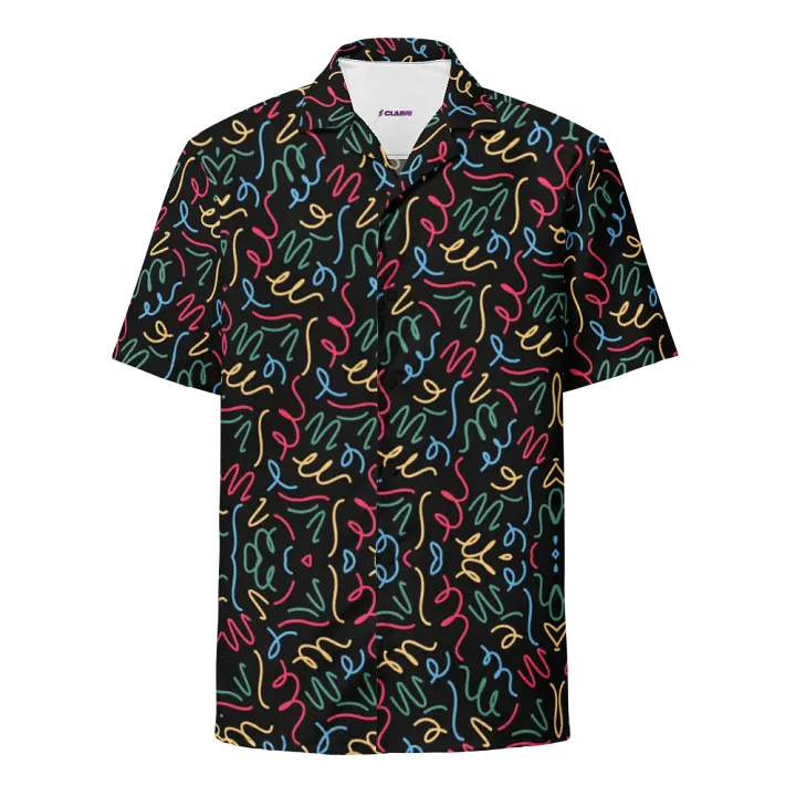Colorful Squiggle Pattern Eco-Friendly Summer Button-Down Shirt product image (1)