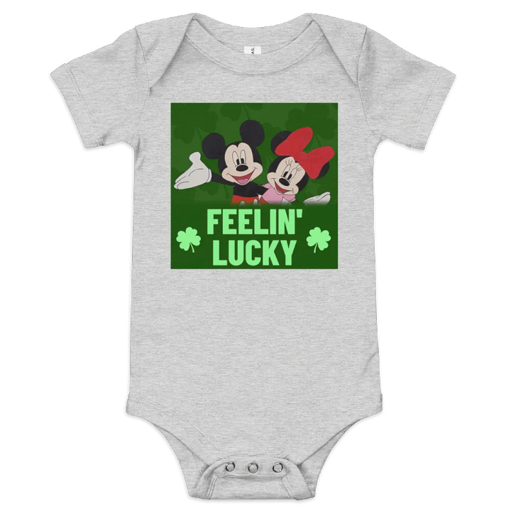 Mickey and Minnie mouse - green style (art by Dina R.) acrylic painting picture - Baby Short Sleeve One Piece product image (1)
