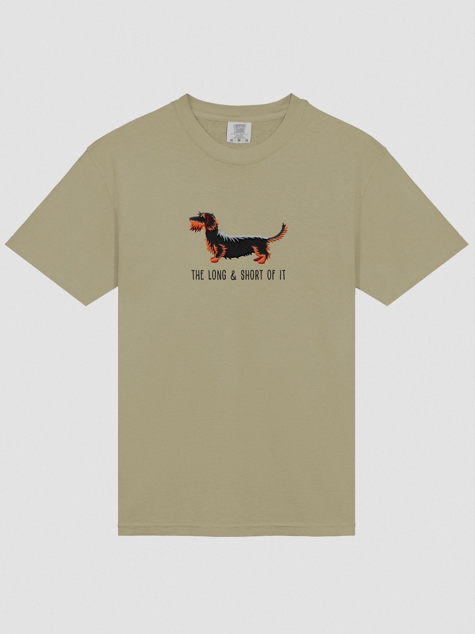 The Long & Short of It T-Shirt(Embroidered) of a Wirehaired Dachshund(Black & Tan) product image (6)