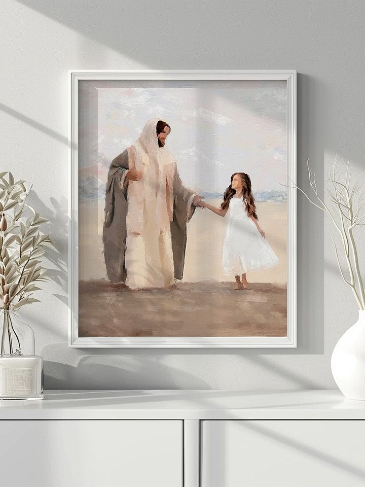 Jesus and a girl, baptism print product image (1)