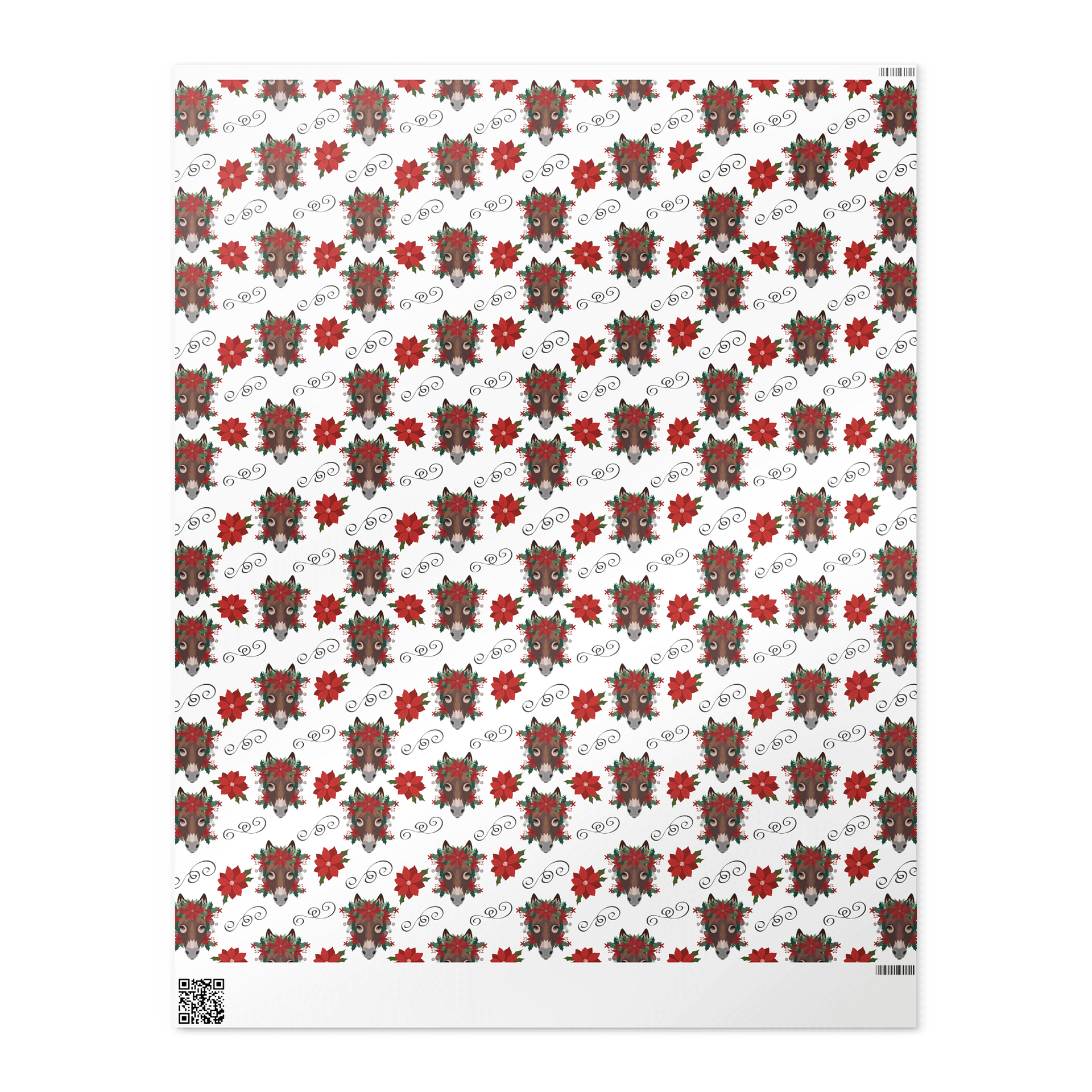 Donkey & Poinsettia Christmas Gift Wrapping Paper product image (4)