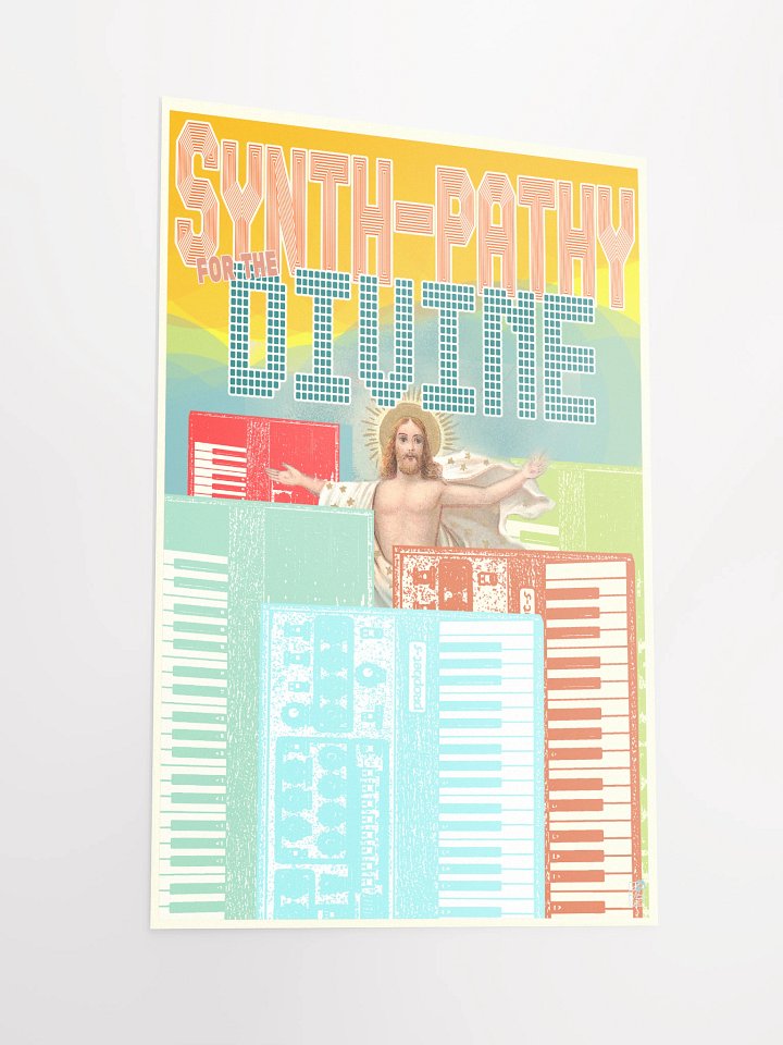 Synth-pathy for the divine, Prophet5 tribute, by Frank Fonik, Techno EDM Matte Paper Poster product image (4)