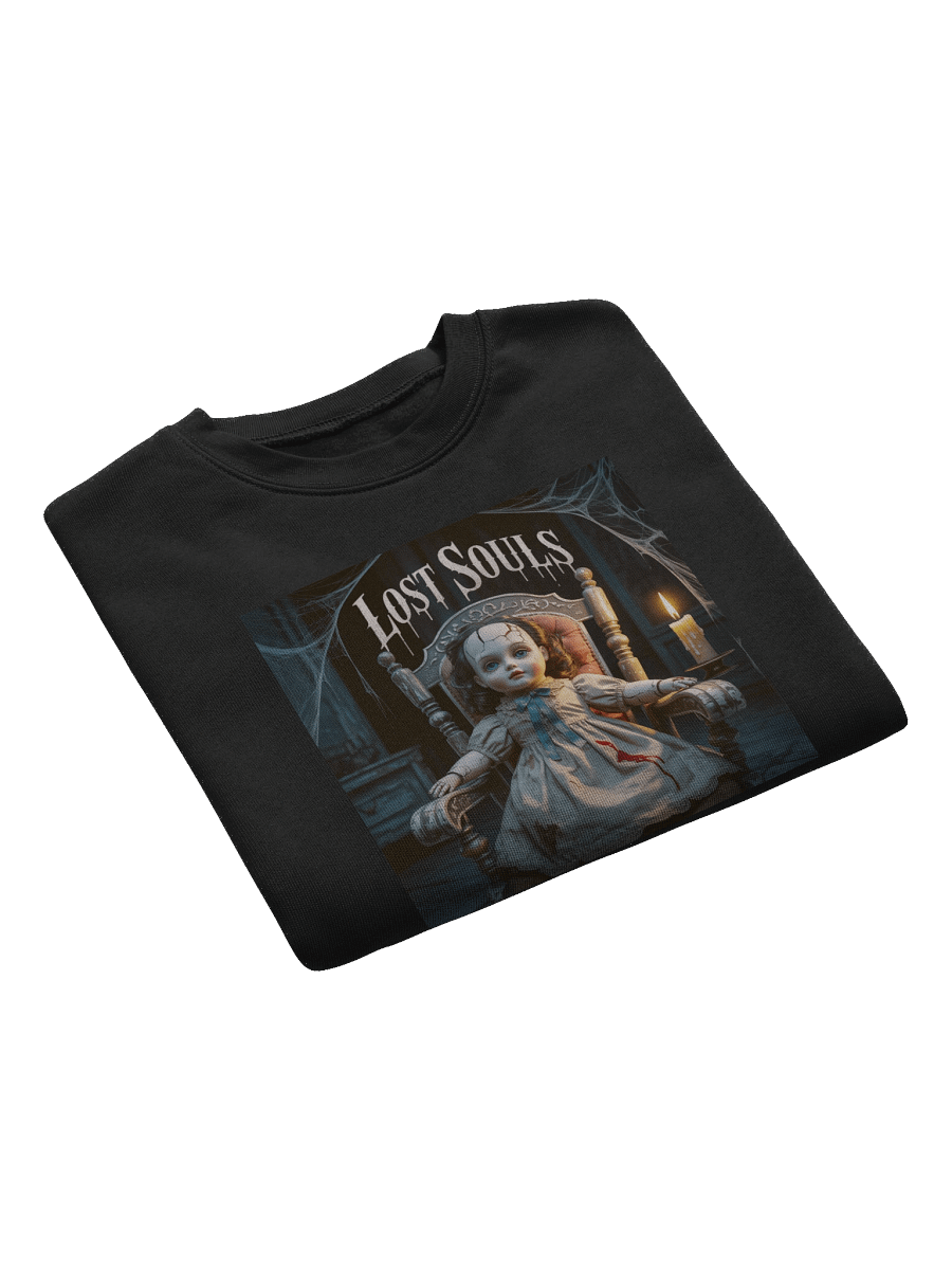 Lost Souls Women's Fleece Crop Sweatshirt - Black Gothic Doll Design by Midnight Veil Designs product image (7)