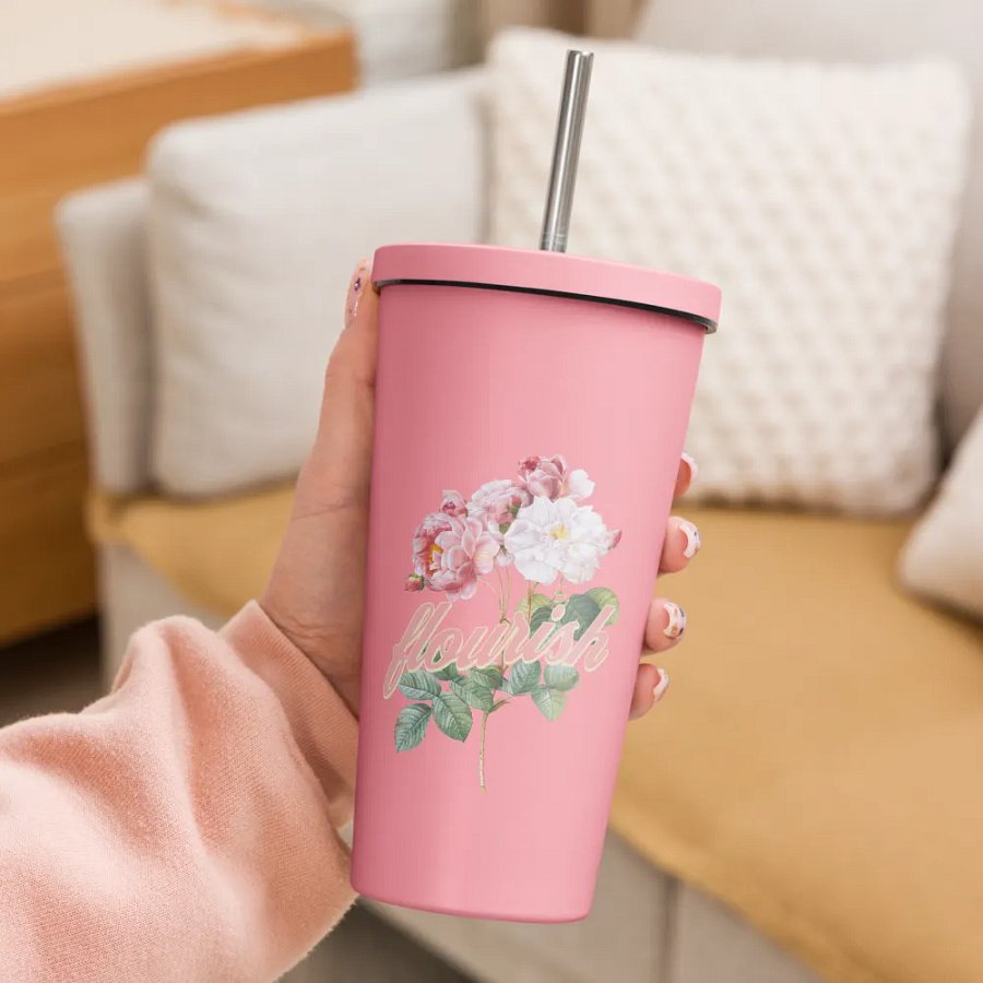 Flourish Rose Insulated Tumbler product image (10)