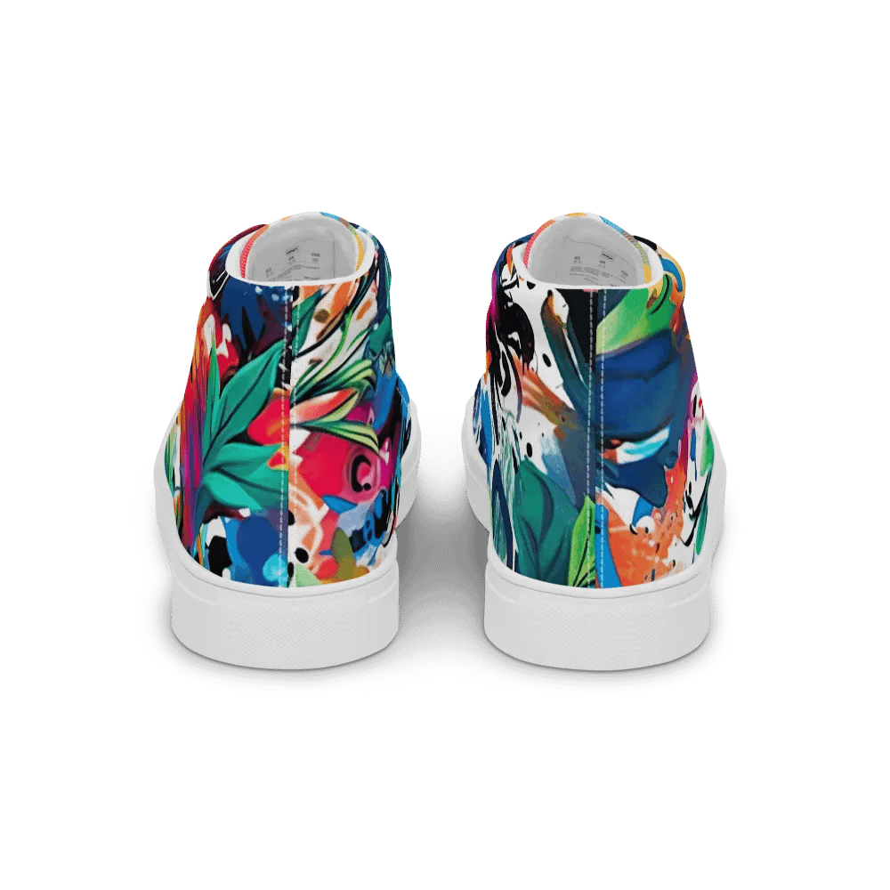 Floral Euphoria High Top Canvas Shoes _ Calceonova Streetwear _ Abstract Graffiti Tropical Explosion Design product image (6)