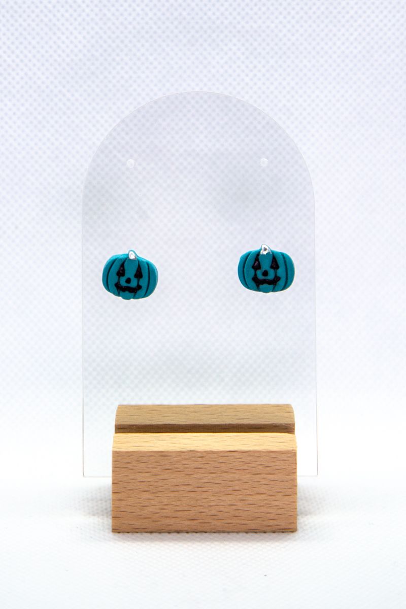 Teal Jack'o'lantern Studs product image (2)