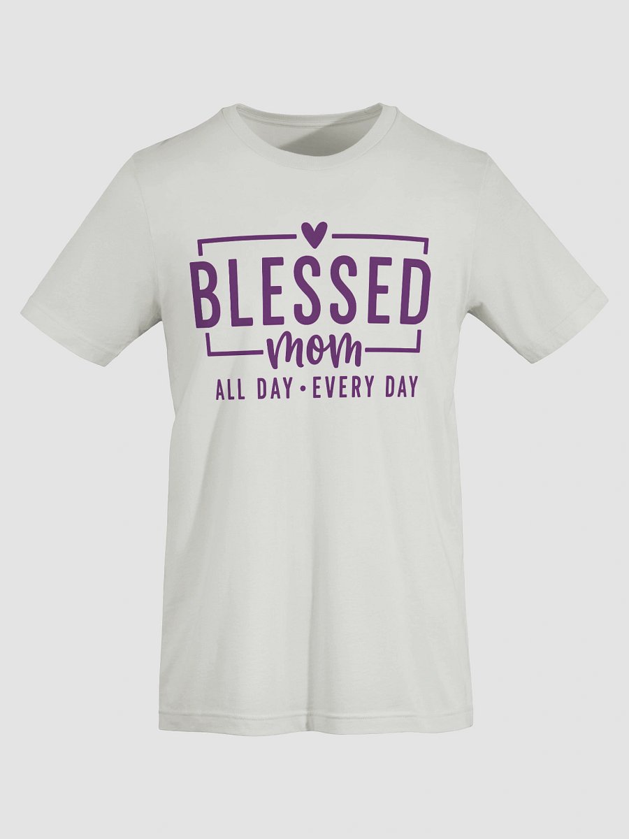 Blessed Mom T-Shirt | Framed Heart Script Design | All Day Every Day Motherhood Tee product image (7)