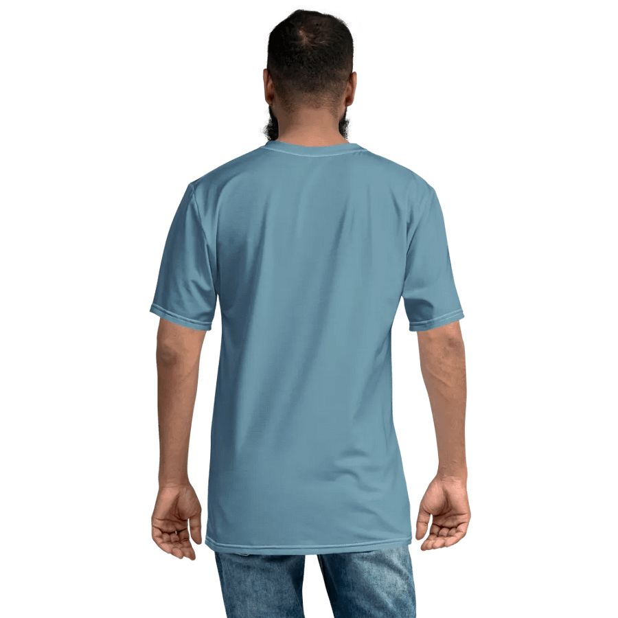 Plain Medium Light Blue Soft Summer Men's Crewneck Polyester Heavyweight Premium T-Shirt by Treasure Pie product image (8)
