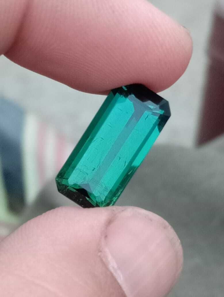 TOURMALINE GREEN/BLUE COLOR EMERALD CUT LOOSE GEMSTONE FROM AFGHANISTAN, 8 CARAT product image (3)