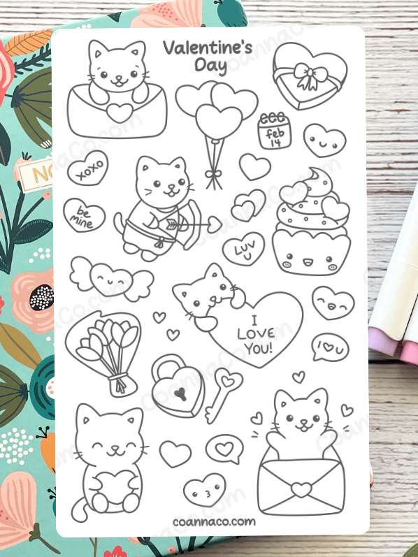 Valentine's Day Coloring Sticker Sheet product image (1)