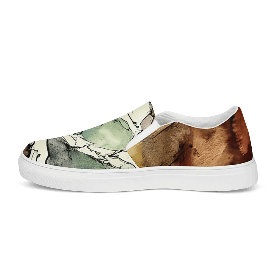 Beach Design - Green-White-Brown Women's Slip-On Canvas Shoes product image (11)