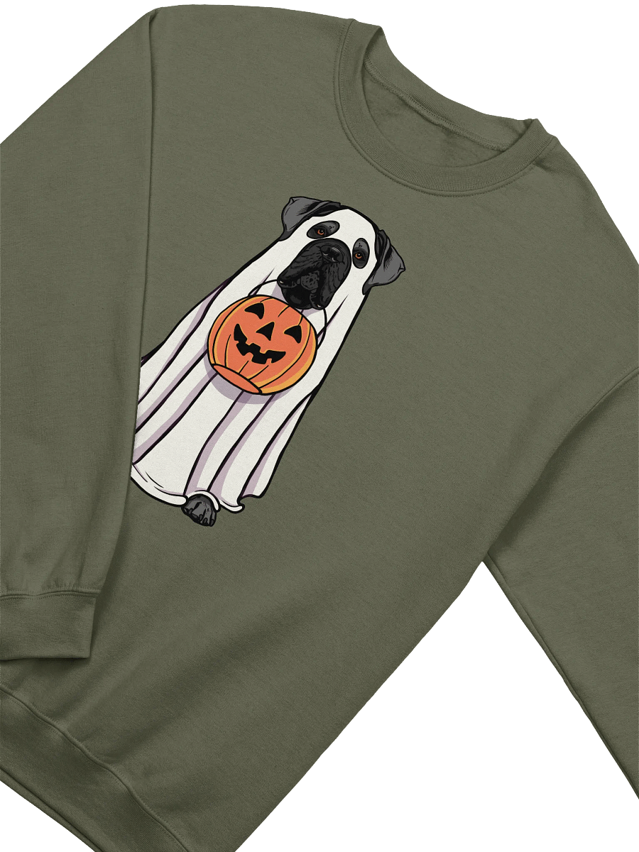 Funny Halloween Cane Corso(Gray) Sweatshirt | Funny Cane Corso Wearing a Ghost Costume and Holding a Pumpkin Basket product image (18)