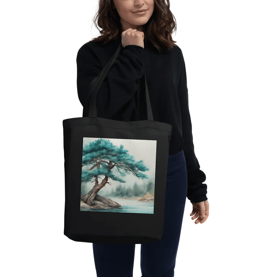 Turquoise Pine Tree, Organic Cotton Twill Tote Bag product image (2)