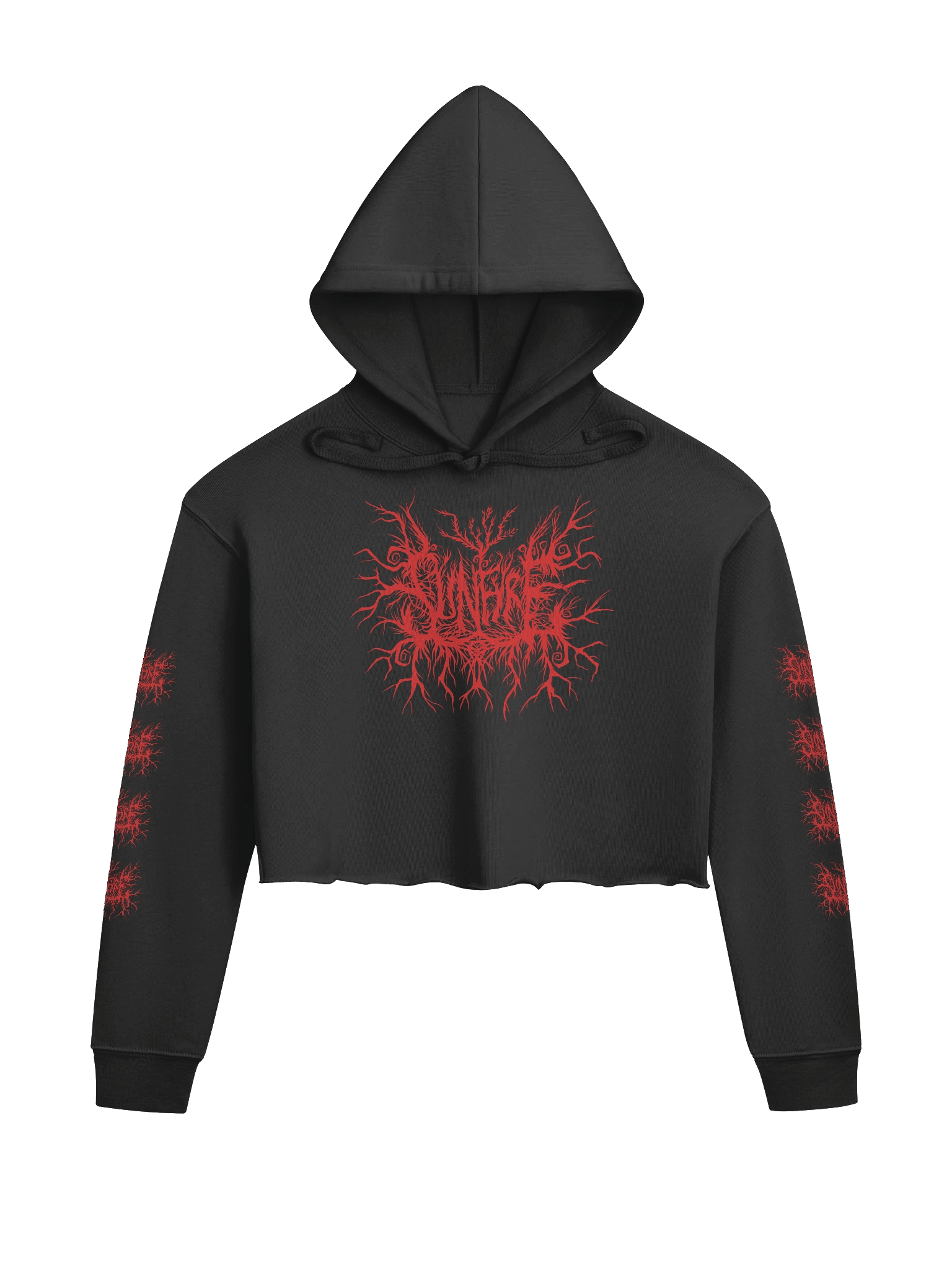 Sunfyre Red Metal Logo Crop Hoodie product image (1)