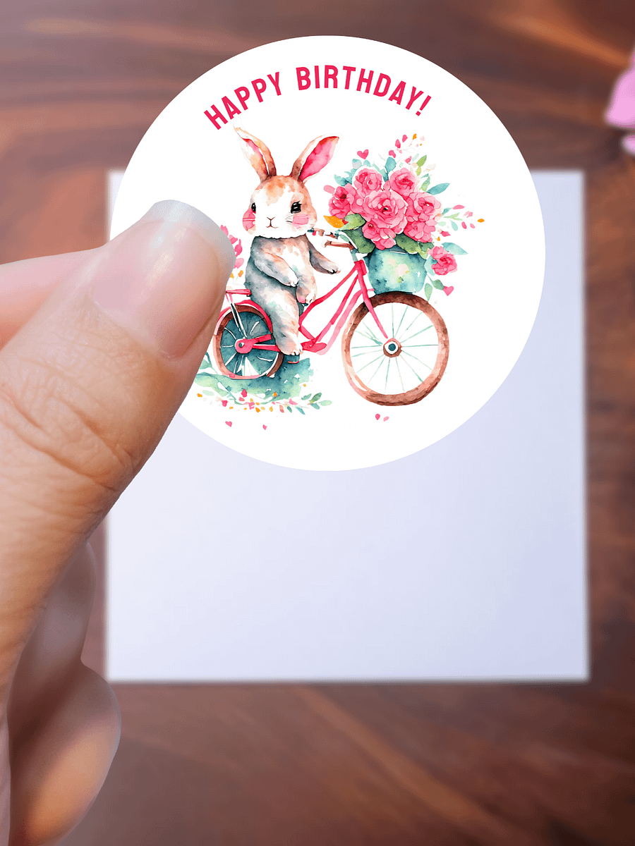 Birthday Greetings Bunny Riding a Floral Bike product image (1)