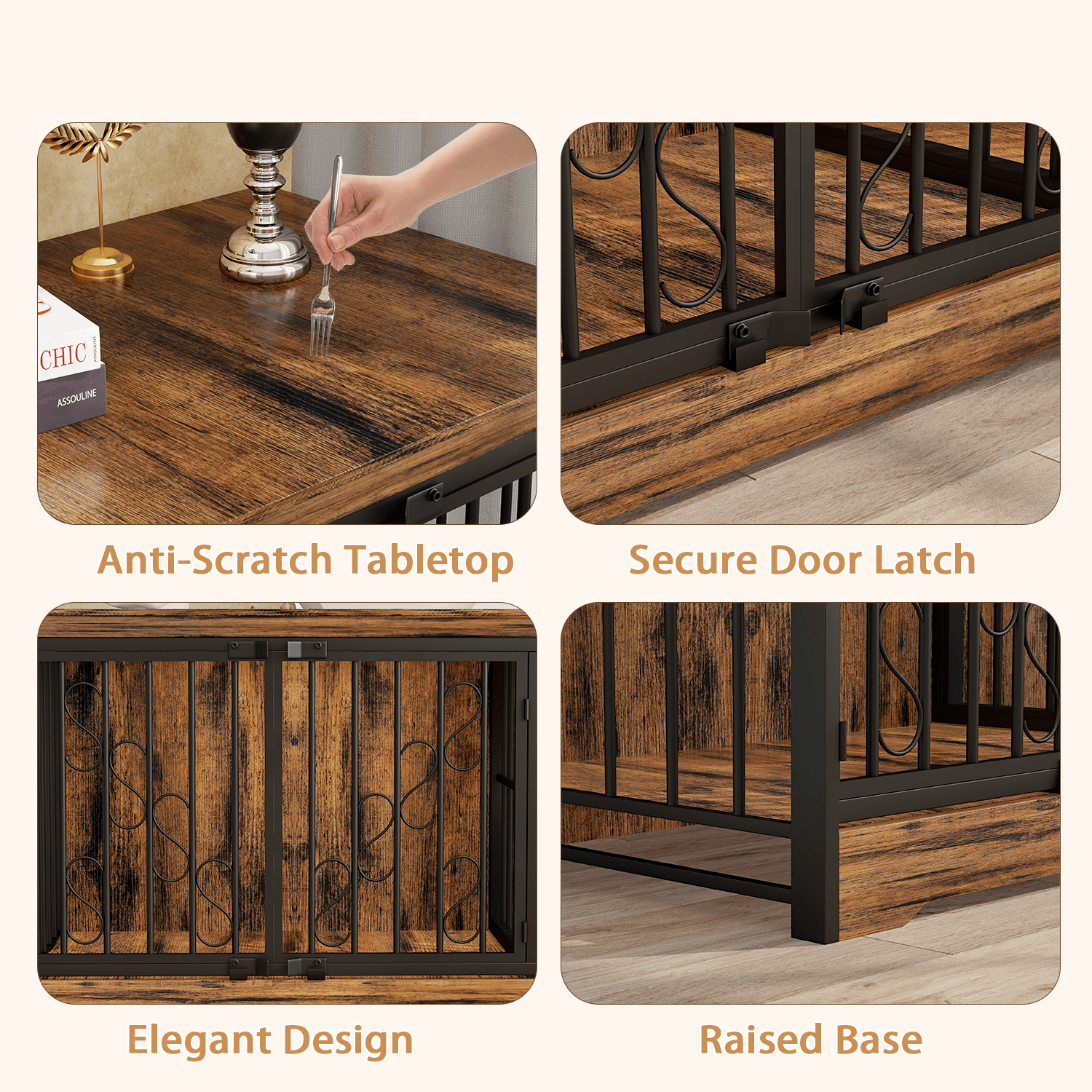 71 Inch Double Dog Crate Furniture, Extra Large Dog Kennel Indoor for 2 Dogs, Heavy Duty Wooden Dog House with Divider, Pet House Decorative as Table & TV Stand for X Large Dogs ( Brown) product image (5)