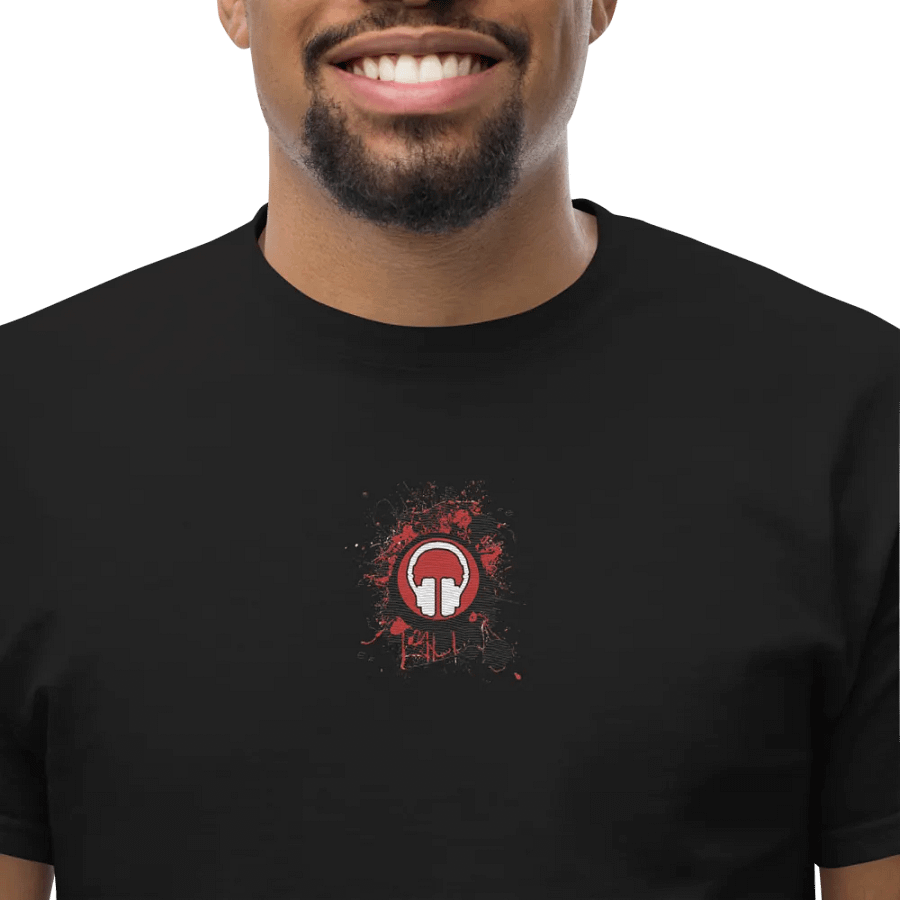 Front & Centre Paint Splat Headphones Embroidered Gildan Heavyweight T-Shirt product image (6)