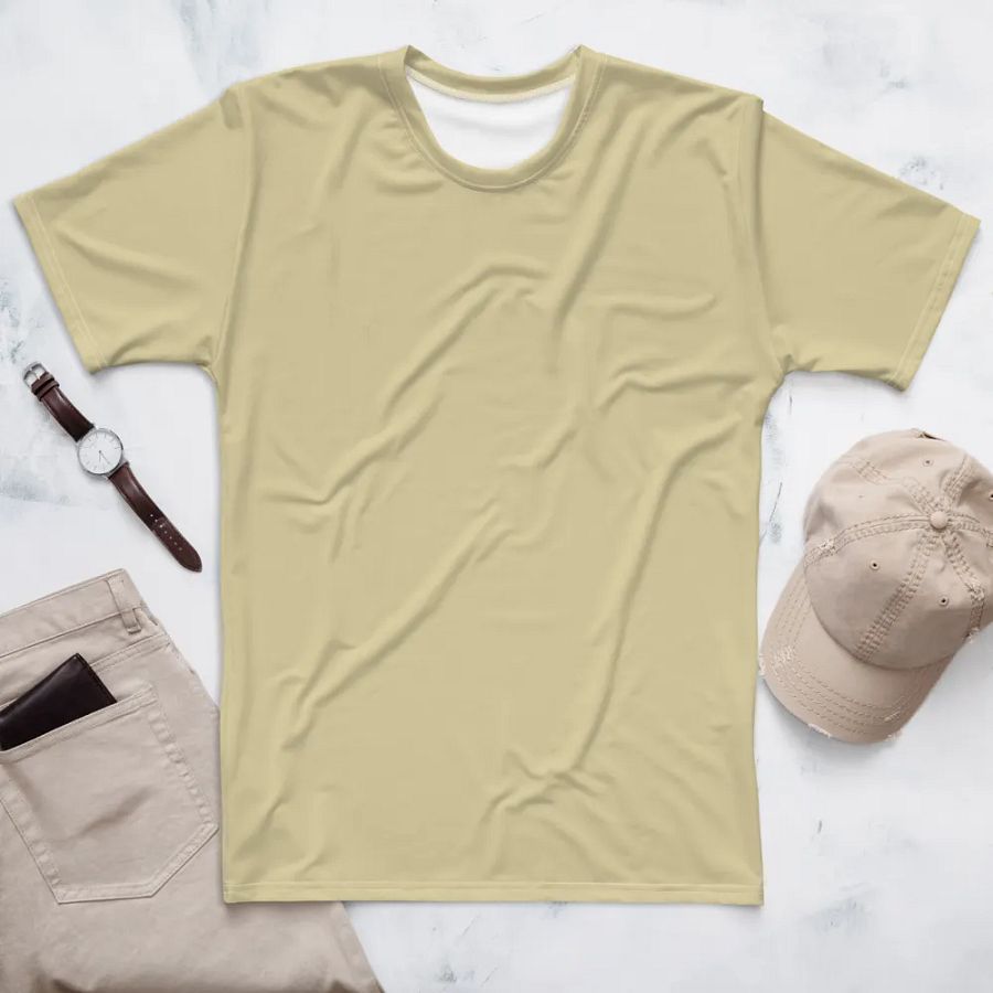 Plain Light Yellow Soft Summer Men's Crewneck Polyester Heavyweight Premium T-Shirt by Treasure Pie product image (1)