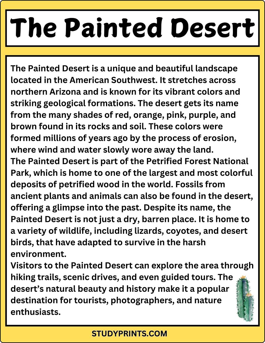 The Painted Desert Reading Comprehension Worksheet product image (2)