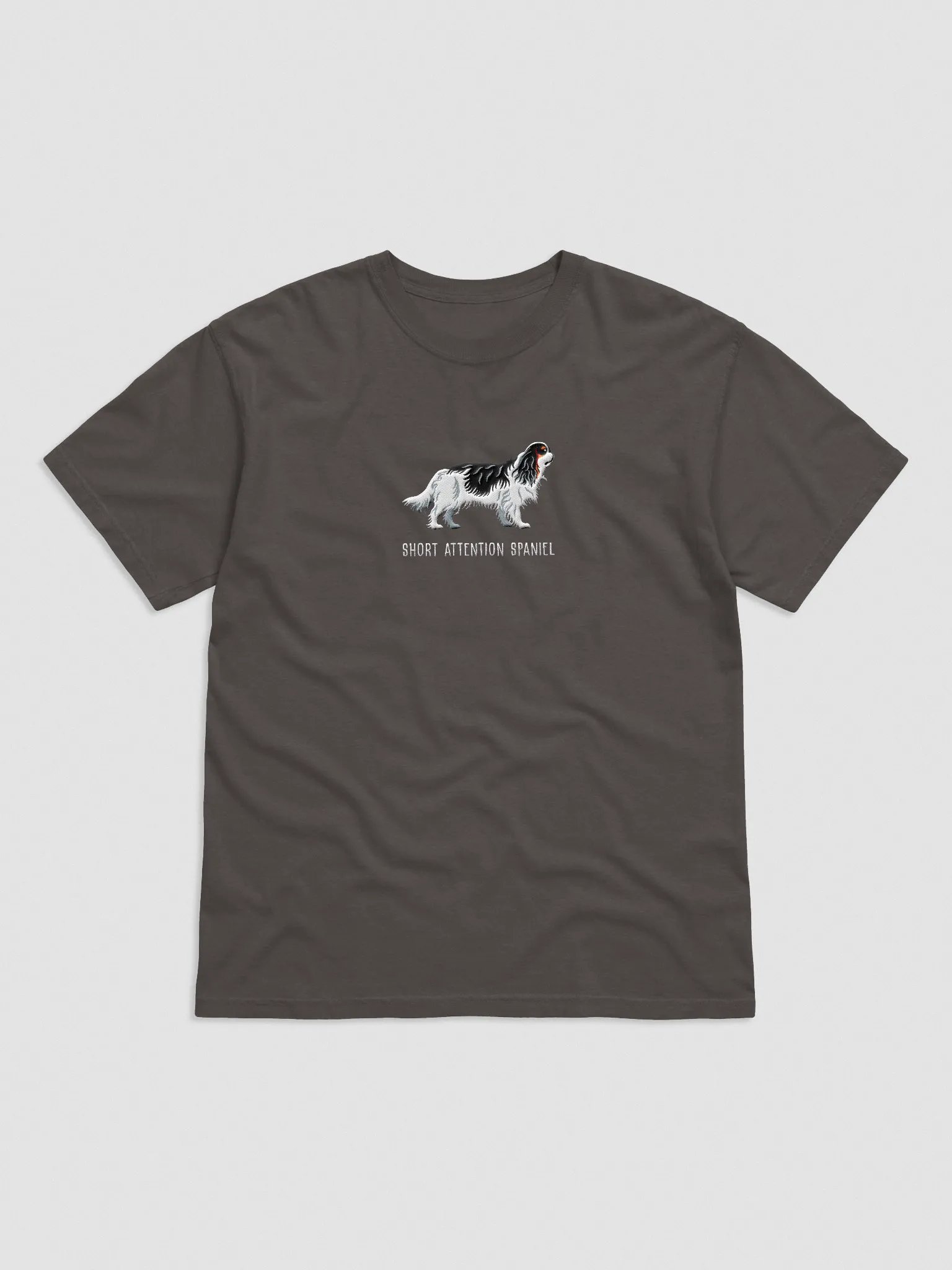 Short Attention Spaniel T-Shirt(Embroidered) of a King Charles Spaniel(Tricolor) product image (4)