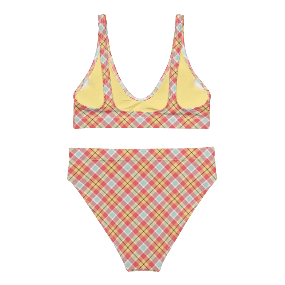 Coral Pink, Yellow, and Mint Plaid Bikini product image (4)