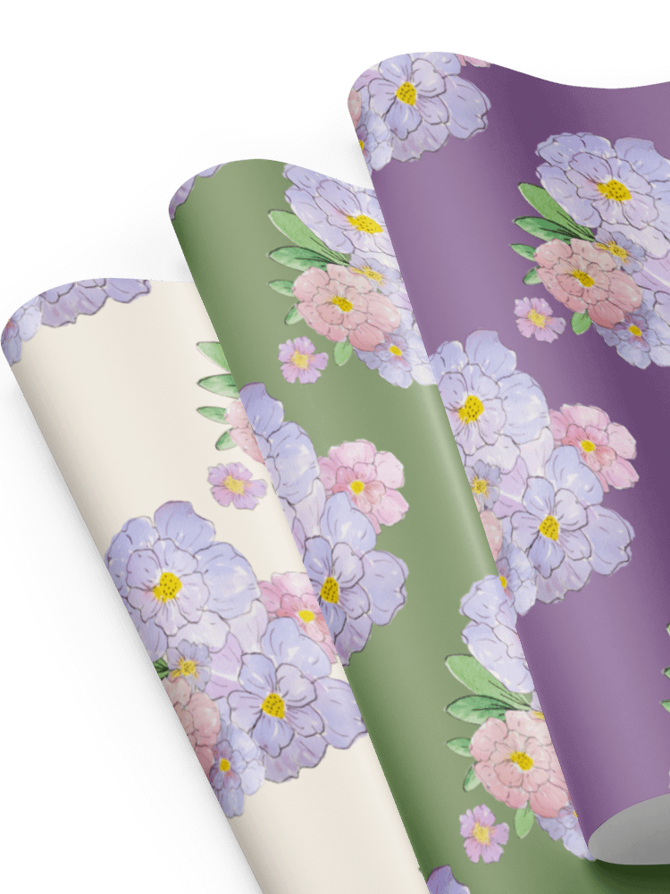Gingham Blossoms Wrapping Paper Set of 3 Sheets product image (3)