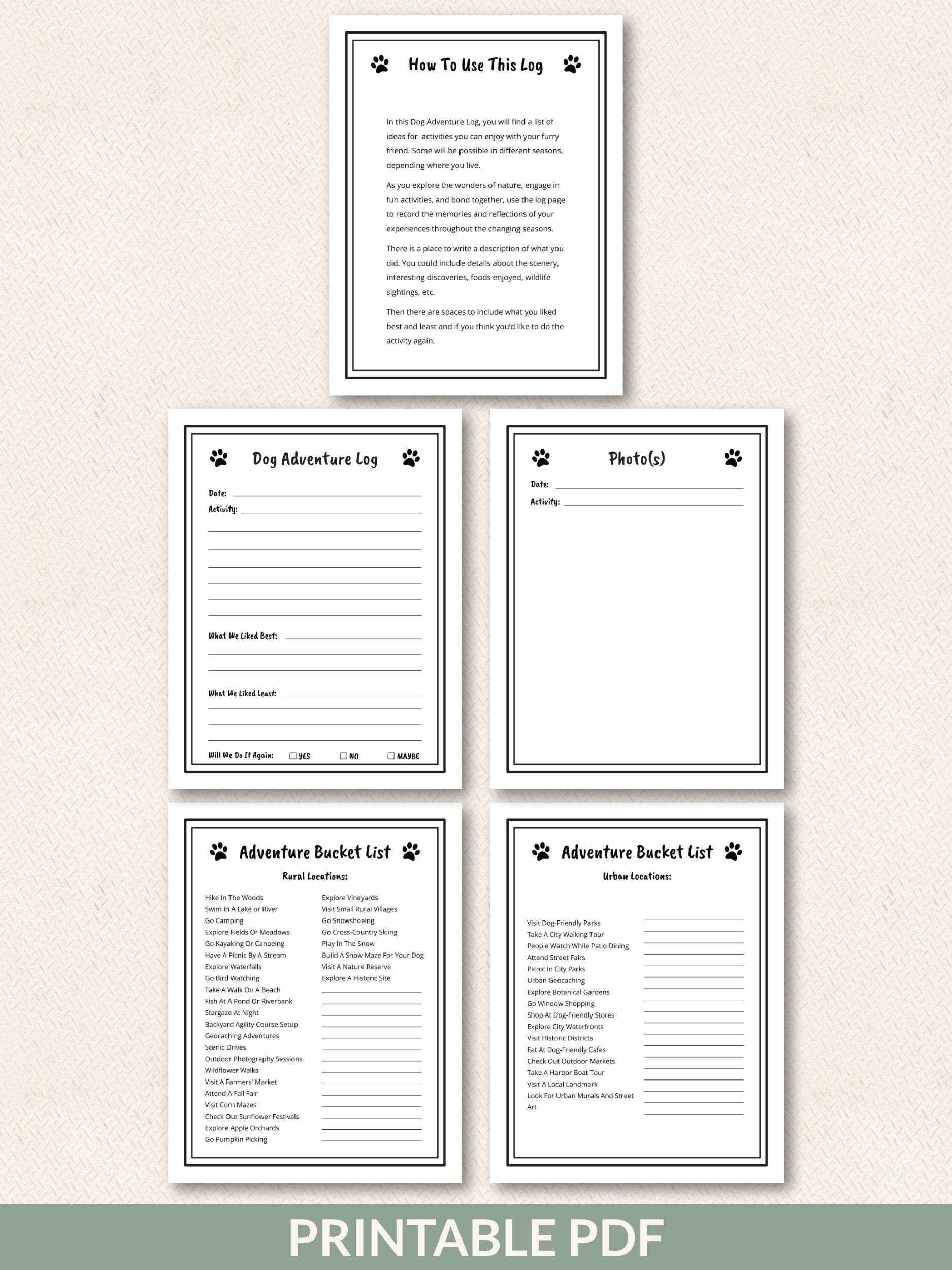 Printable Dog Adventure Bucket List & Memory Log Pages product image (2)