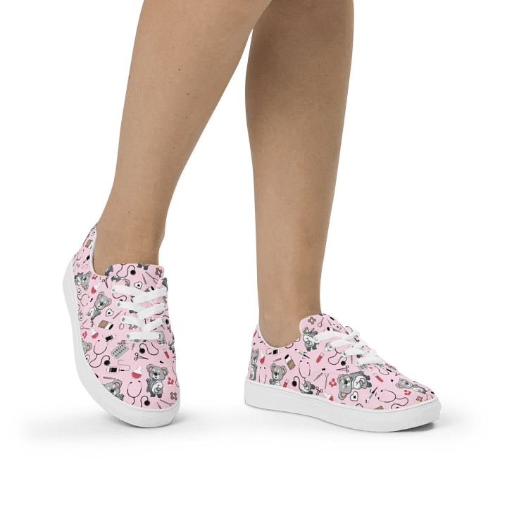 Cute Medical Koala Lace-up Canvas Shoes (Pink) product image (2)