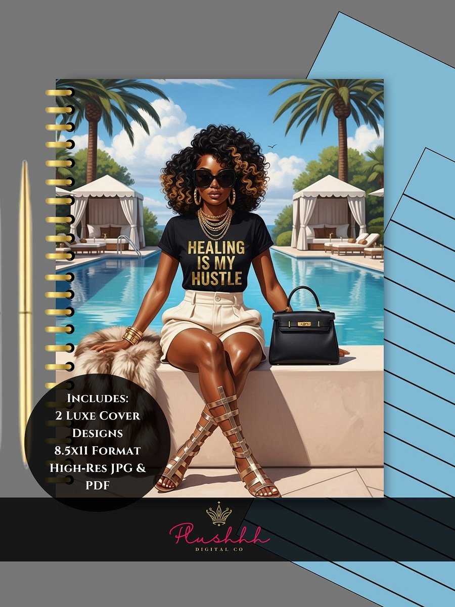 Healing Is My Hustle Luxe Journal Covers2 – 8.5x11 JPG & PDF – Lined & Unlined Pages – Commercial Use product image (1)