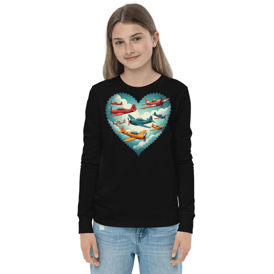 Whimsical Airplane Adventure Youth Long Sleeve T-Shirt product image (7)