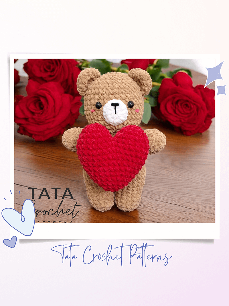 PDF Pattern - Crochet Bear Holding The Heart