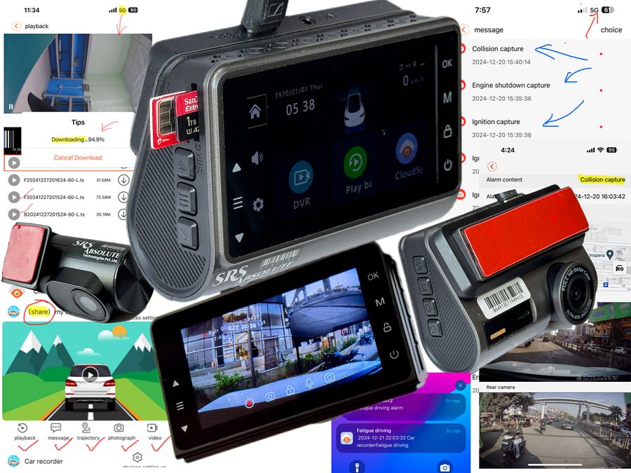SRS ABSOLUTE 3K 4G Dash Cam| 24x7 Remote Audio-Video Monitor| Record/Download/Playback/Live/Call/Zoom| GPS Track| GeoTag Hyper Lapse|PIP WI-FI HotSpot| G-Sensor/Motion Sensor|1TB MicroSD support-S44GC product image (9)