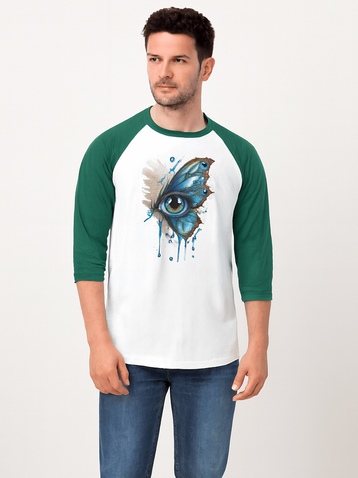 Butterfly Eye ¾ Sleeve Raglan Long Sleeve T-Shirt product image (1)
