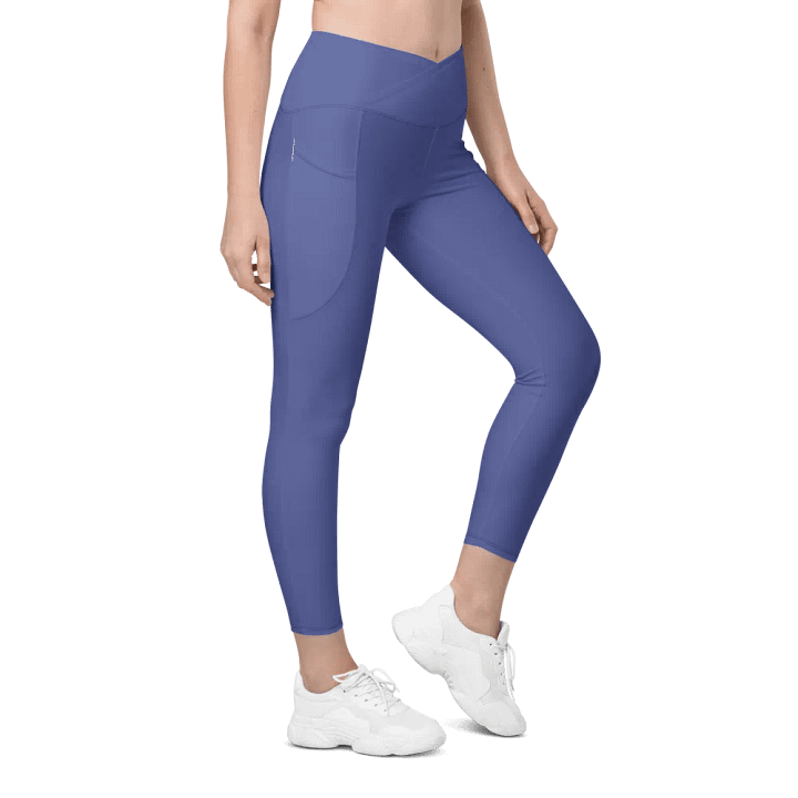 Plain Dark Purple True Summer Women's High Waisted Premium Crossover Leggings with Pockets by Treasure Pie product image (1)
