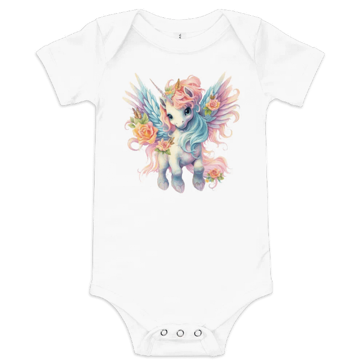 Beautiful Baby Girl Onesie With A Fantasy Unicorn product image (1)