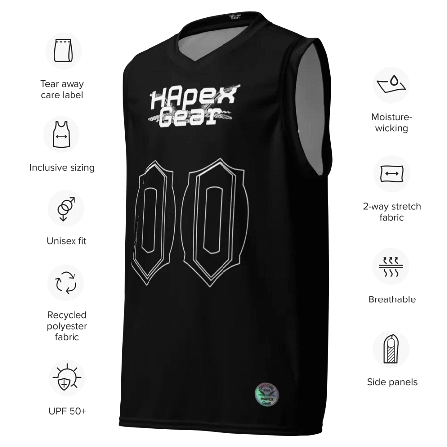 Capital Duranleau - Black - Recycled Unisex Basketball Jersey - White HApex Gear Black Logo product image (7)